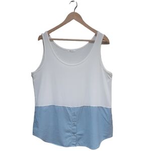Build Women's Tank Two-Tone White Jersey Knit Top Denim Bottom Size Large